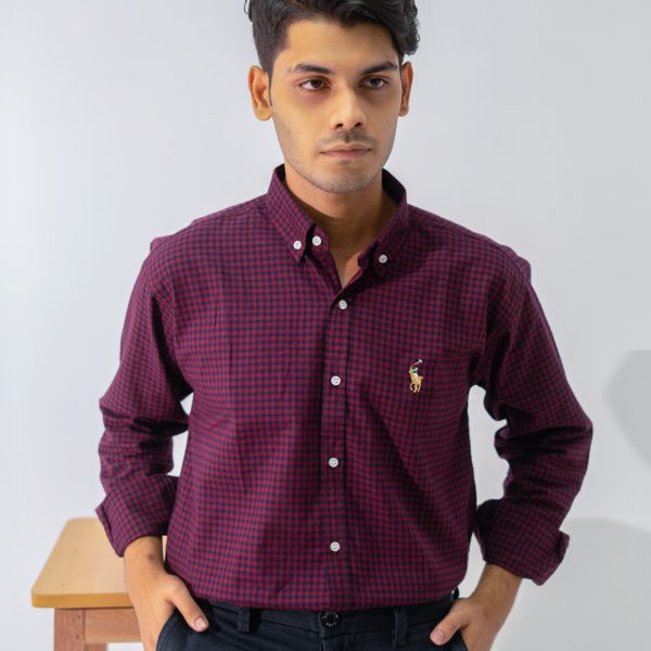 Maroon Check Polo Shirt