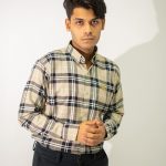 Beige Black Check shirt