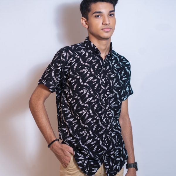Black Leaf Beach Summer Shirt