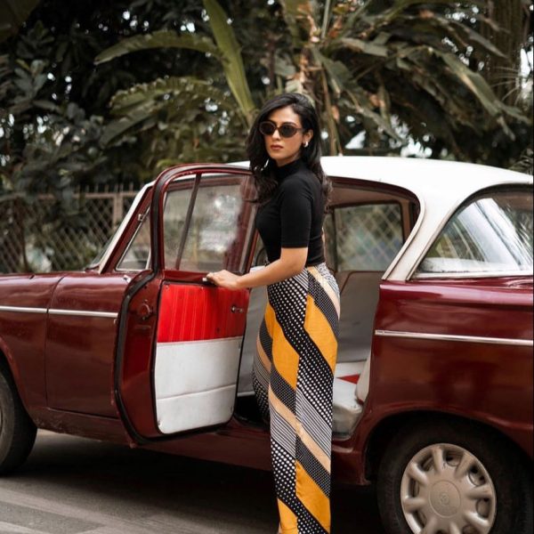 Yellow & Black Polka Dotted Wide Leg Pants