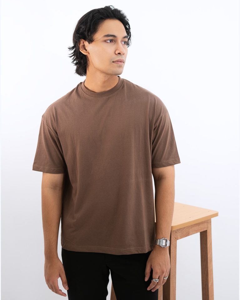 Unisex Brown Drop Shoulder T-shirt