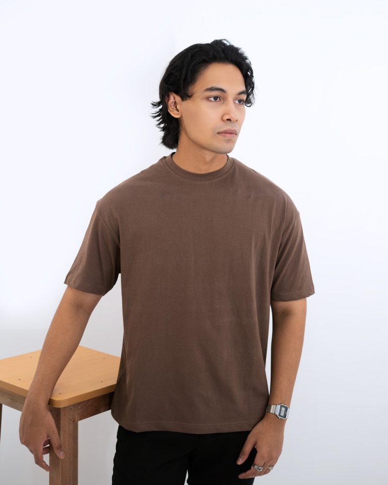 Unisex Brown Drop Shoulder T-shirt - Image 3