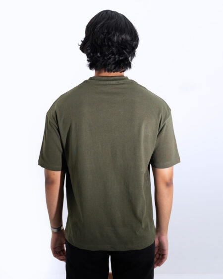 Unisex olive drop shoulder t-shirt - Image 4