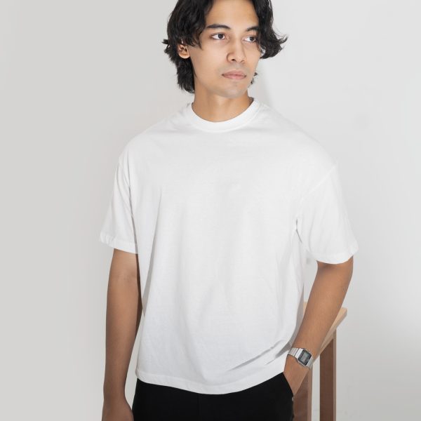 Unisex White Drop Shoulder T-shirt