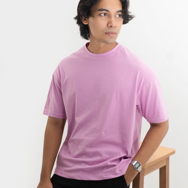 Unisex pink drop shoulder t-shirt