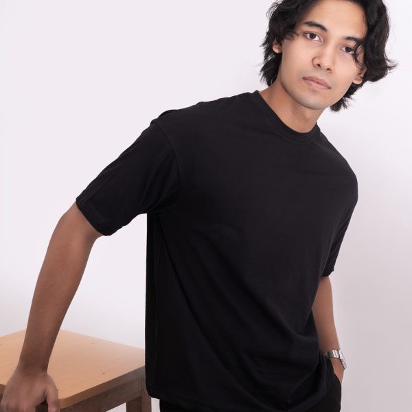 Unisex black drop shoulder t-shirt