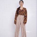 Brown Stripe Wide Leg Pants