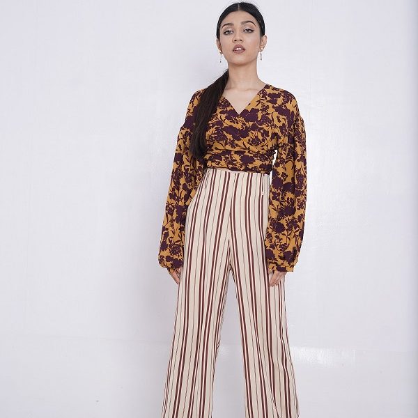 Brown Stripe Wide Leg Pants
