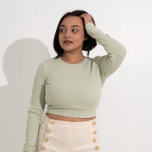 Mint Ribbed Crop Top