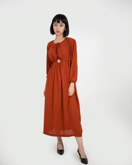 Burnt Orange cut out dress - Image 2