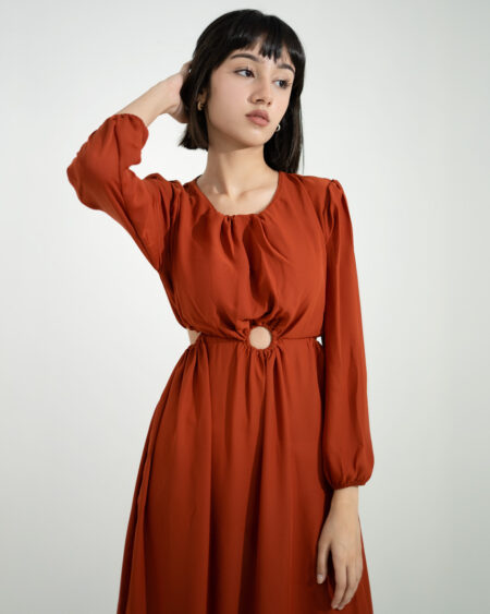Burnt Orange cut out dress - Image 5