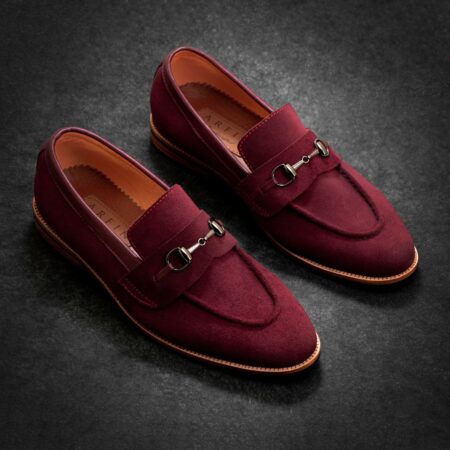 Maroon Suede Horse-bit Loafer