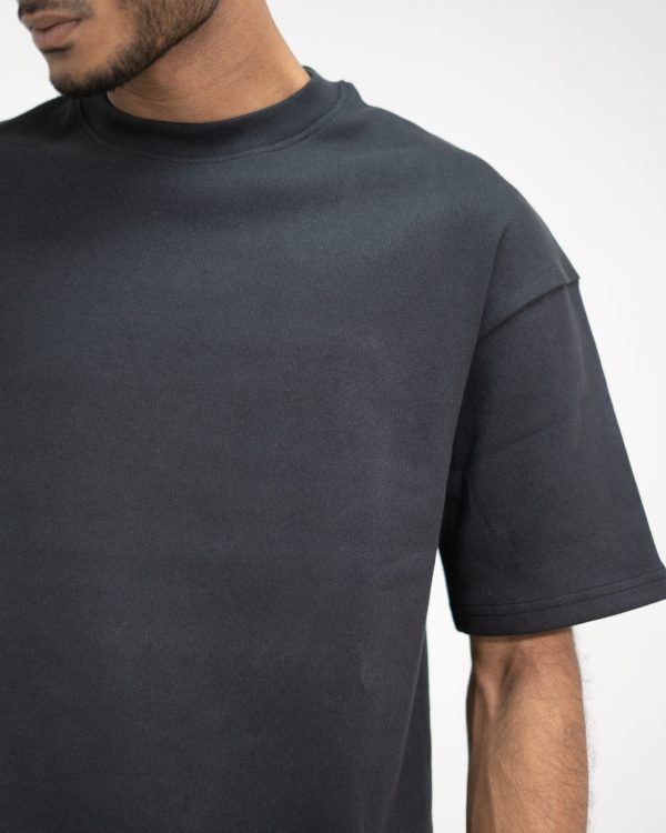 Unisex Black Ribbed drop shoulder t-shirt - Image 3