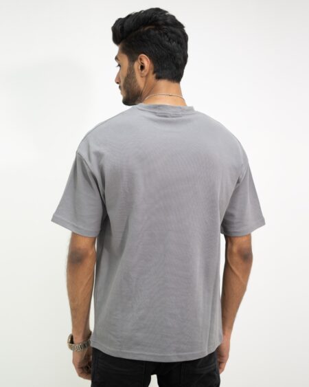 Unisex Grey Pique Drop Shoulder T-Shirt - Image 3