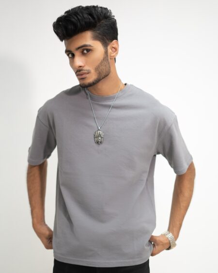 Unisex Grey Pique Drop Shoulder T-Shirt