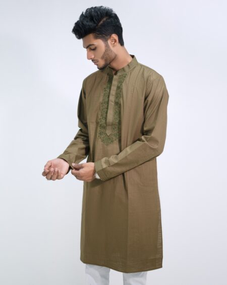 Green Embroidery panjabi - Image 2