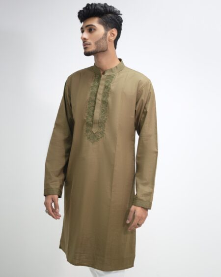 Green Embroidery panjabi - Image 5