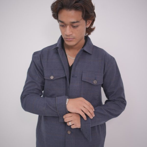 Men's Space Blue check Overshirt