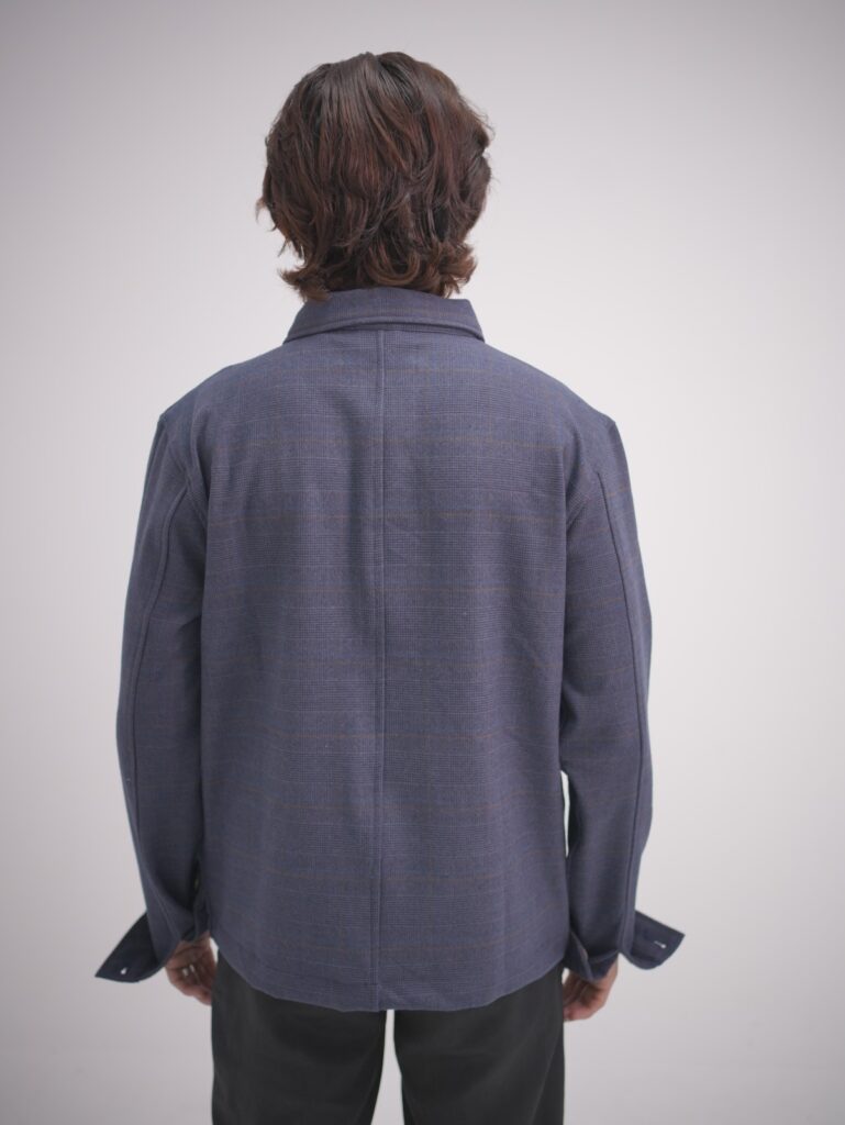 Men Blue & Black Check Patch Pocket Oversize Shirt